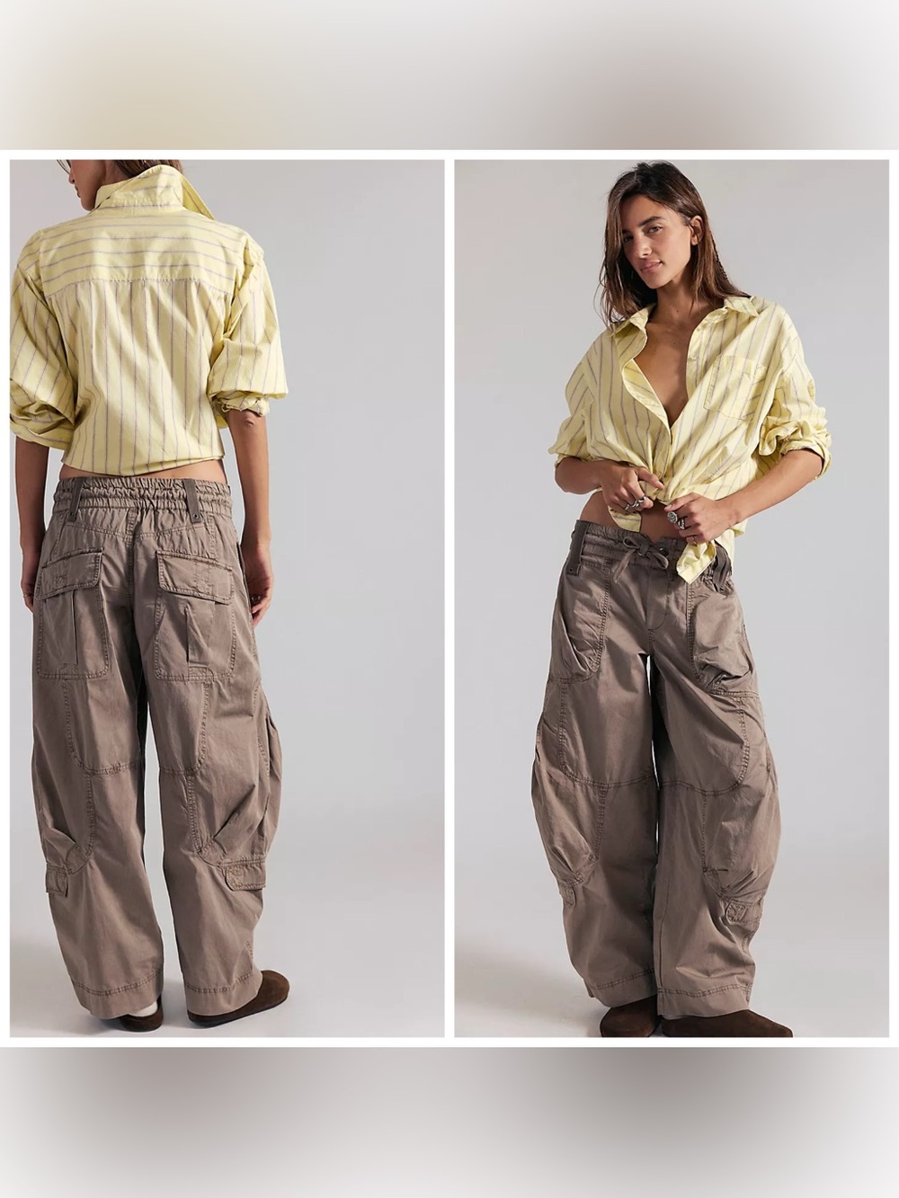 Free People Onset Pull On Cargo Pants Dusted Cocoa Brown Barrel Medium